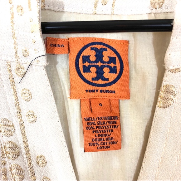 Tory Burch Metallic Print Split-Neck Tunic Dress - Picture 5 of 8